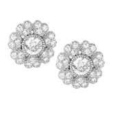 Sterling Silver Micro Pave Flower Earrings